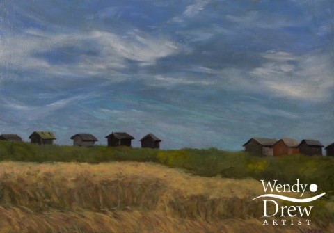Beach Huts, blustery summers day Walberswick