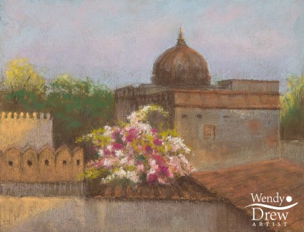 Bougainvillea on the Palace roof, Poshina, Gujarat