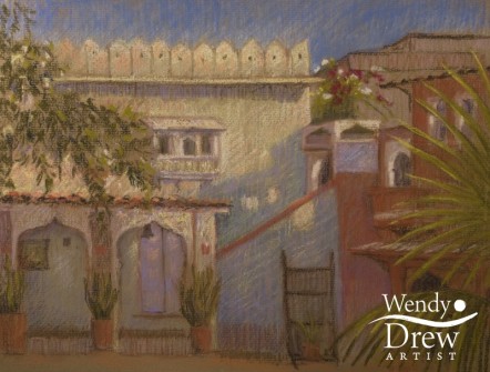 Shady palace courtyard, Poshina, Gujarat
